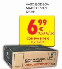 Oferta de Glass - Vaso Bodega Maxi D.T. 50 Cl 12 Uds por 6,99€ en CashDiplo