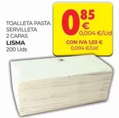 Oferta de Toalleta Pasta Servilleta 2 Capas por 0,85€ en CashDiplo