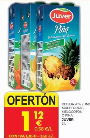 Oferta de Juver - Bebida 20% Zumo Multifrutas, Melocoton O por 1,12€ en CashDiplo