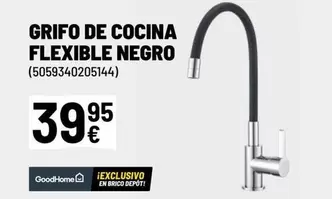 Oferta de Brico - Grifo De Cocina Flexible Negro por 39,95€ en Brico Depôt