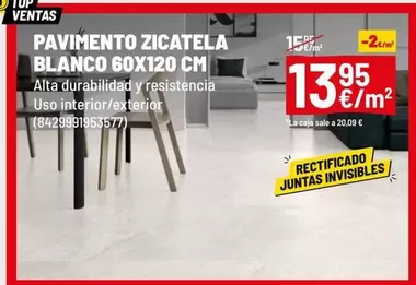 Oferta de Blanco - Pavimento Zicatela  60x120 Cm por 13,95€ en Brico Depôt