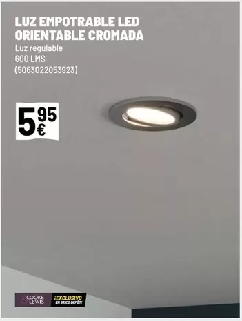 Oferta de Luz Empotrable Led Orientable Cromada por 5,95€ en Brico Depôt