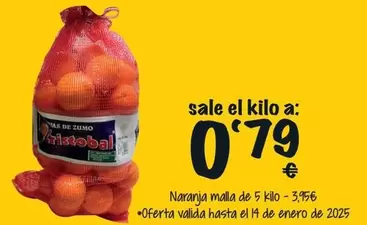 Oferta de Mas - Naranja Malla De 5 Kilo por 0,79€ en Cash Fresh