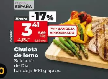 Oferta de Seleccion De Dia - Chuleta De Lomo por 3,41€ en Dia