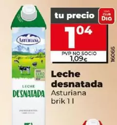 Oferta de La Asturiana - Leche Desnatada por 1,04€ en Dia