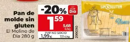 Oferta de El Molino De Dia - Pan De Molde Sin Gluten por 1,59€ en Dia