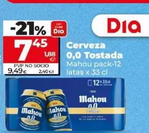 Oferta de Mahou - Cerveza 0.0 Tostada por 7,45€ en Dia