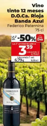 Oferta de Federico Paternina - Vino Tinto 12 Meses D.O.Ca. Rioja Banda Azul por 6,79€ en Dia