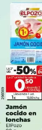 Oferta de Elpozo - Jamon Cocido En Lonchas por 1€ en Dia