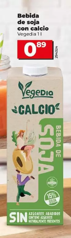 Oferta de Vegedia - Bebida De Soja Con Calcio por 0,89€ en Dia