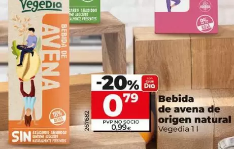 Oferta de Vegedia - Bebida De Avena De Origen Natural por 0,79€ en Dia