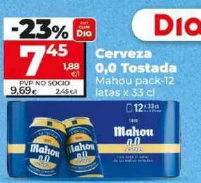 Oferta de Mahou - Cerveza 0,0 Tostada por 7,45€ en Dia