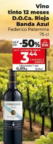 Oferta de Federico Paternina - Vino Tinto 12 Meses D.O.Ca. Rioja Banda Azul por 6,89€ en Dia