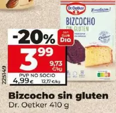 Oferta de Dr Oetker - Bizcocho Sin Gluten por 3,99€ en Dia