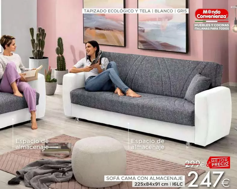 Oferta de Sofá Cama Con Almacenaje por 247€ en Mondo Convenienza