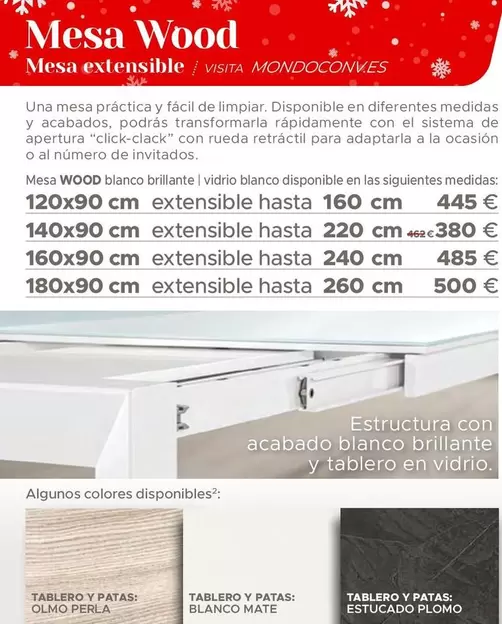 Oferta de Mesa Wood Extensible por 380€ en Mondo Convenienza