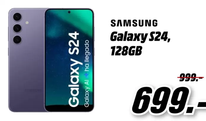 Oferta de Samsung - Galaxy S24 128GB por 699€ en MediaMarkt