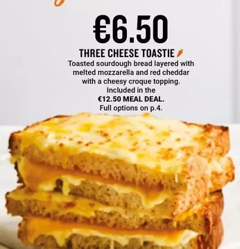 Oferta de Three Cheese Toastie por 6,5€ en Ryanair