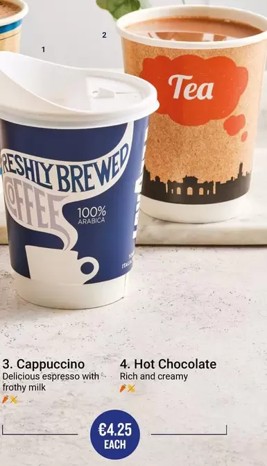 Oferta de Cappuccino, Hot Chocolate por 4,25€ en Ryanair