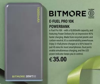 Oferta de Bitmore - E-Fuel Pro 10k Powerbank por 35€ en Ryanair