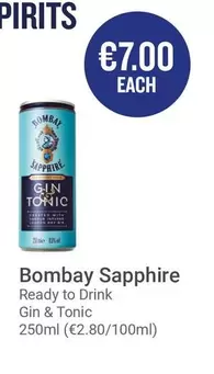 Oferta de Bombay Sapphire - Gin & Tonic por 7€ en Ryanair