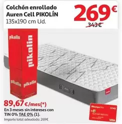 Oferta de Pikolin - Colchón Enrollado Auren Cell por 269€ en Alcampo