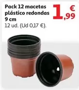 Oferta de Pack 12 Macetas Plástico Redondas por 1,99€ en Alcampo