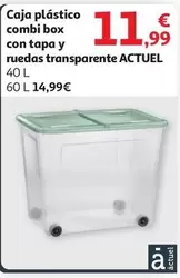 Oferta de Actuel - Caja Plástico Combi Box Con Tapa Y Ruedas Transparente por 11,99€ en Alcampo