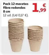 Oferta de Pack 12 Macetas Fibra Redondas por 1,99€ en Alcampo