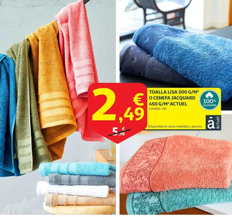 Oferta de Actuel - Toalla Lisa 500 G/M² O Cenefa Jacquard 450 G/M²  por 2,49€ en Alcampo