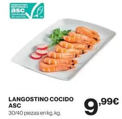 Oferta de Langostino Cocido Asc por 9,99€ en Supercor