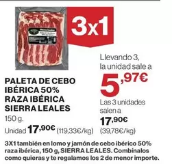 Oferta de Paleta De Cebo Ibérica 50% Raza Ibérica Sierra Leales por 17,9€ en Supercor