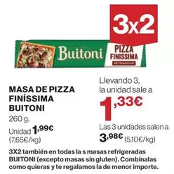 Oferta de Buitoni - Masa De Pizza Finissima por 1,99€ en Supercor