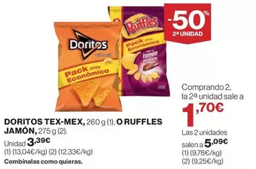 Oferta de Doritos - Tex-mex, Jamon O Ruffles por 3,39€ en Supercor