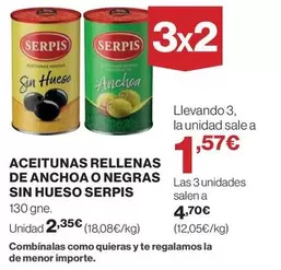 Oferta de Serpis - Aceitunas Rellenas De Anchoa O Negras Sin Hueso por 2,35€ en Supercor