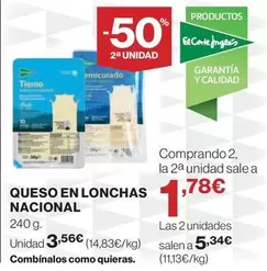 Oferta de Queso En Lonchas Nacional por 3,56€ en Supercor