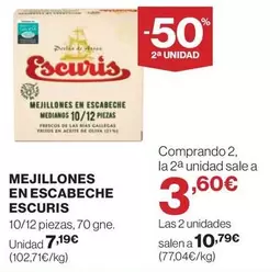 Oferta de Escuris - Mejillones En Escabeche por 7,19€ en Supercor