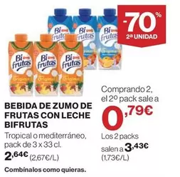 Oferta de Bifrutas - Bebida De Zumo De Frutas Con Leche por 2,64€ en Supercor