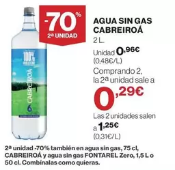 Oferta de Cabreiroa - Agua Sin Gas por 0,96€ en Supercor