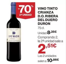 Oferta de Ribera - Vino Tinto Crianza D.o.  Del Duero por 8,35€ en Supercor