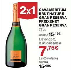 Oferta de Freixenet - Cava Meritum Brut Nature Gran Reserva por 15,49€ en Supercor