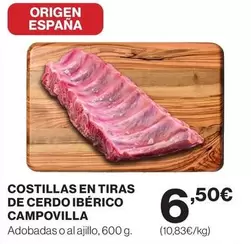 Oferta de Origen - Costillas En Tiras De Cerdo Iberico por 6,5€ en Supercor