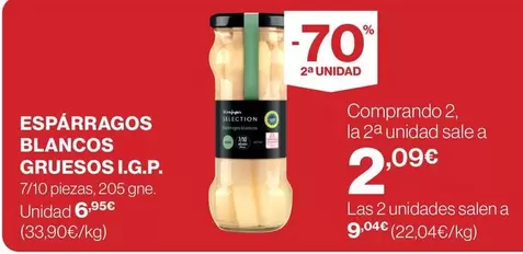 Oferta de Esparragos Blancos Gruesos I.g.p. por 6,95€ en Supercor