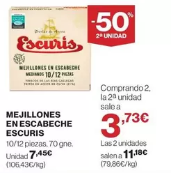 Oferta de Escuris - Mejillones En Escabeche por 7,45€ en Supercor