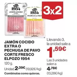 Oferta de Elpozo - Jamón Cocido Extra O Pechuga De Pavo Corte Fresco 1954 por 2,39€ en Supercor