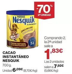 Oferta de Nestlé - Cacao Instantaneo Nesquik por 6,09€ en Supercor