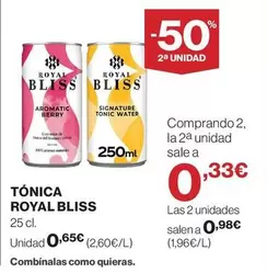 Oferta de Royal - Tonica Bliss por 0,65€ en Supercor