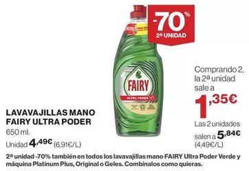 Oferta de Fairy - Lavavajillas Mano Ultra Poder por 4,49€ en Supercor