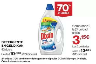 Oferta de Dixan - Detergente En Gel por 10,5€ en Supercor