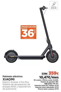 Oferta de Xiaomi - Patinete Eléctrico por 359€ en El Corte Inglés